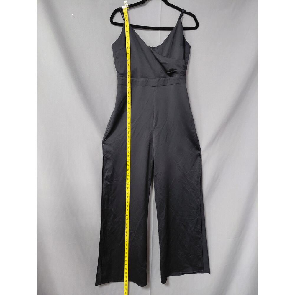 Express Black Satin Sleeveless V-Neck Wide Leg Jumpsuit Women Size M - Picture 9 of 12